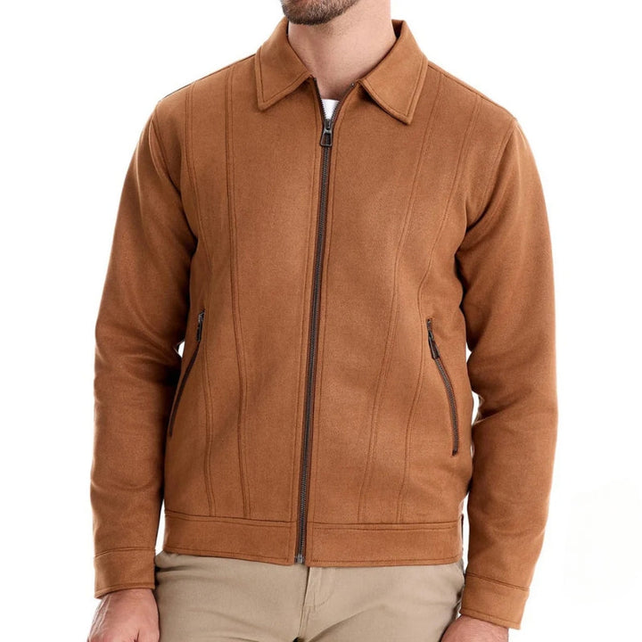 Men’s Jacket – Tailored Fit – Textured Wool – Zip Front – Hip Length