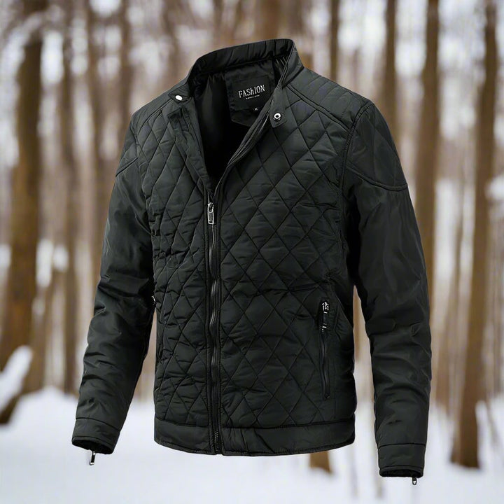 Men’s Quilted Jacket – Slim Fit – High Collar – Zip Pockets