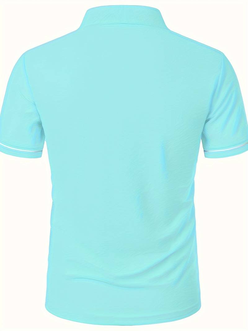 Men’s Polo Shirt - Zipper Neckline - Short Sleeve - Breathable Casual Wear