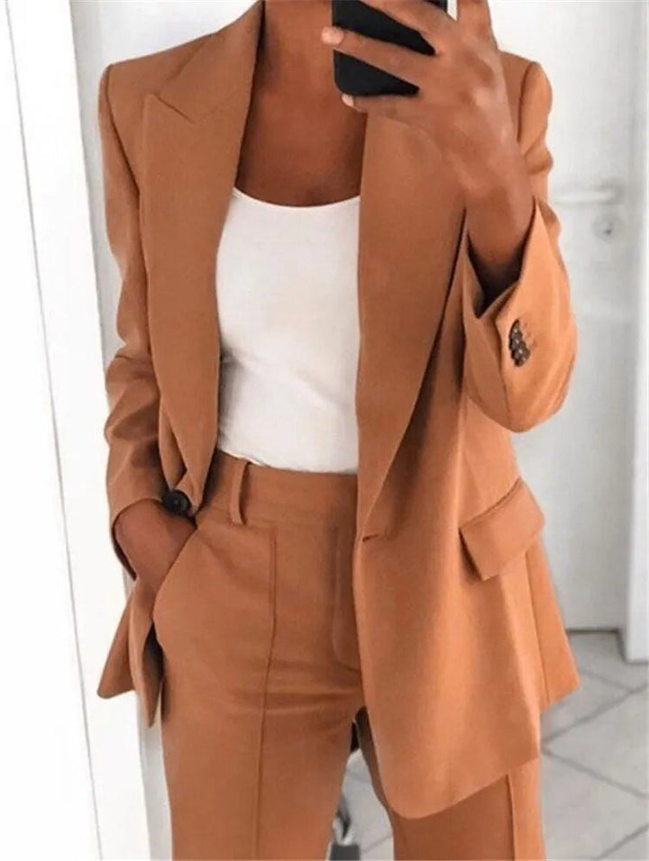 Women’s Pantsuit Set – Tailored Blazer – Relaxed Fit – Straight-Leg High-Waist Trousers