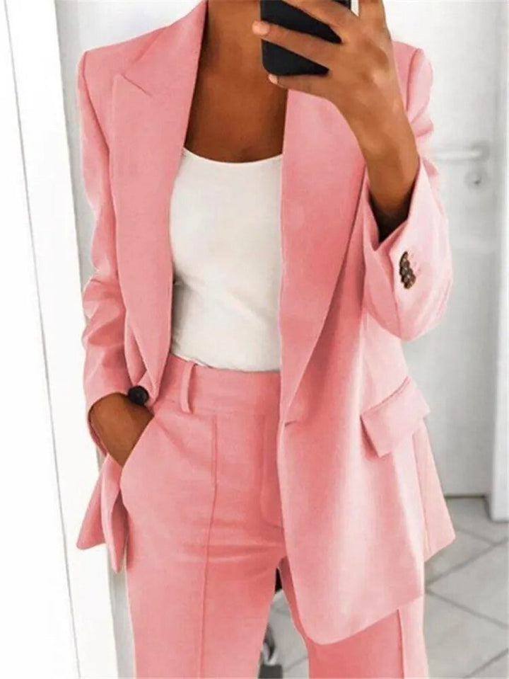 Women’s Pantsuit Set – Tailored Blazer – Relaxed Fit – Straight-Leg High-Waist Trousers