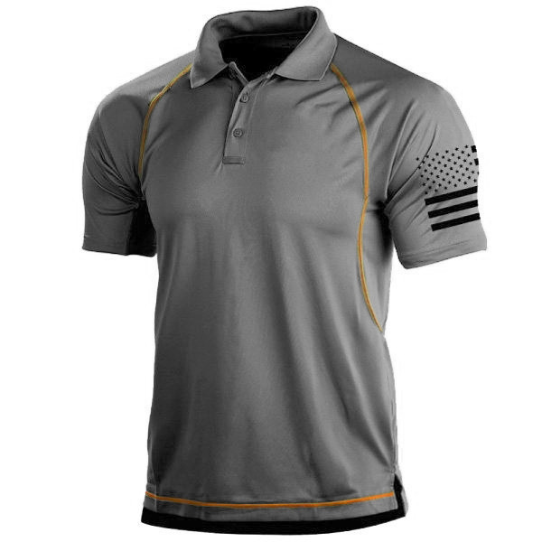 Men's Polo Shirt - Tailored Fit - Breathable Blend - Athletic Graphic Sleeve
