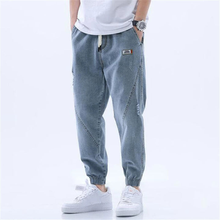 Men’s Jogger Jeans – Relaxed Fit – Elastic Waistband – Drawstring – Tapered Casual Pants