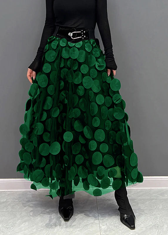 Women’s A-Line Midi Skirt – Tulle Layers – Voluminous Fit – Statement Appliqué Design