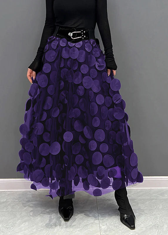 Women’s A-Line Midi Skirt – Tulle Layers – Voluminous Fit – Statement Appliqué Design
