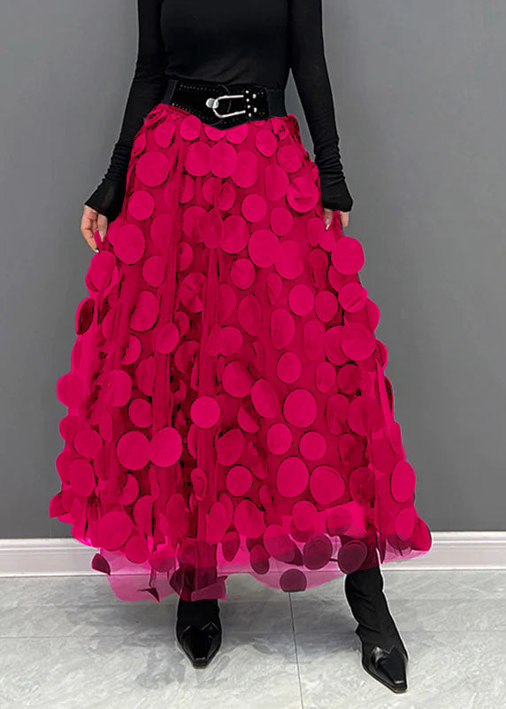 Women’s A-Line Midi Skirt – Tulle Layers – Voluminous Fit – Statement Appliqué Design