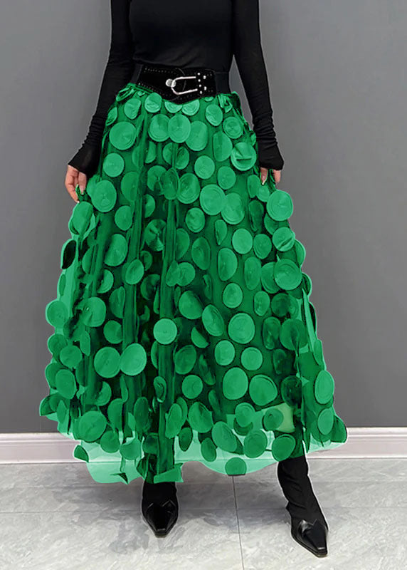 Women’s A-Line Midi Skirt – Tulle Layers – Voluminous Fit – Statement Appliqué Design