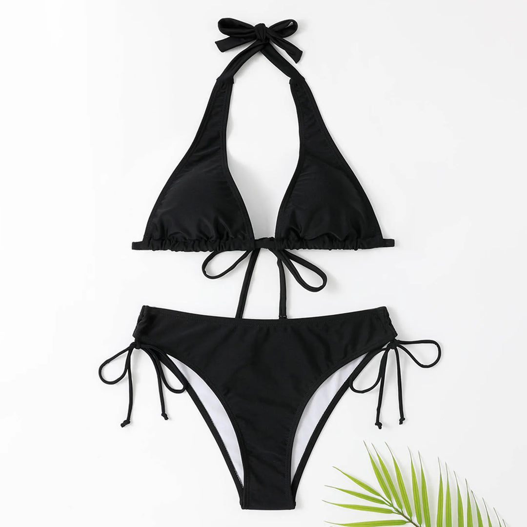 Women’s Bikini Set – Triangle Halter Top – Adjustable Tie Sides – Breathable Stretch Fabric