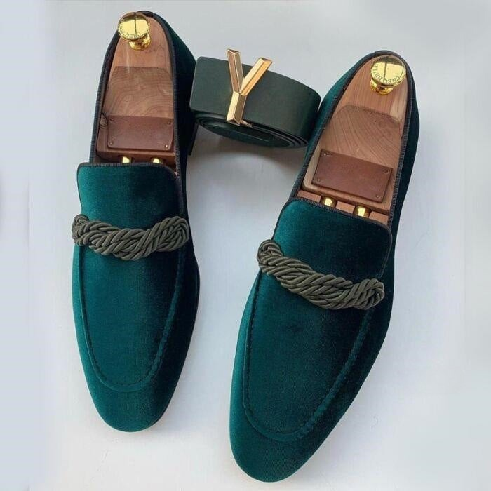 Men’s Loafers – Slip-On Dress Style – Braided Detail – Elegant Fit