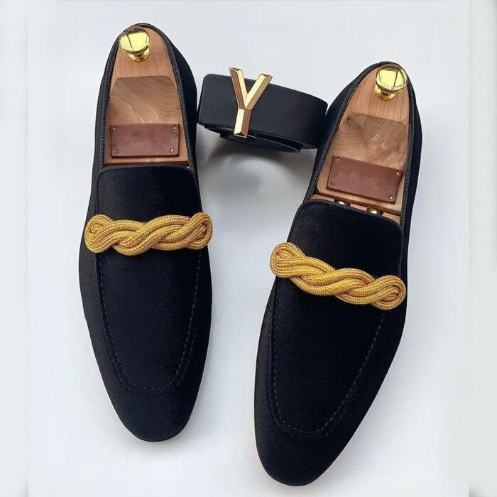 Men’s Loafers – Slip-On Dress Style – Braided Detail – Elegant Fit