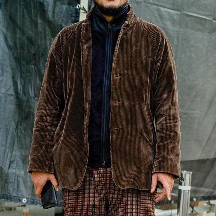 Men’s Corduroy Jacket - Relaxed Fit - Button Front - Hip Length Casual Outerwear