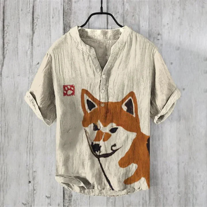 Men’s Casual Shirt – Relaxed Fit – Short Sleeve – Breathable Blend – Artistic Graphic