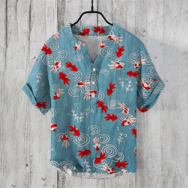 Men’s Casual Shirt – Relaxed Fit – Short Sleeve – Breathable Blend – Artistic Graphic