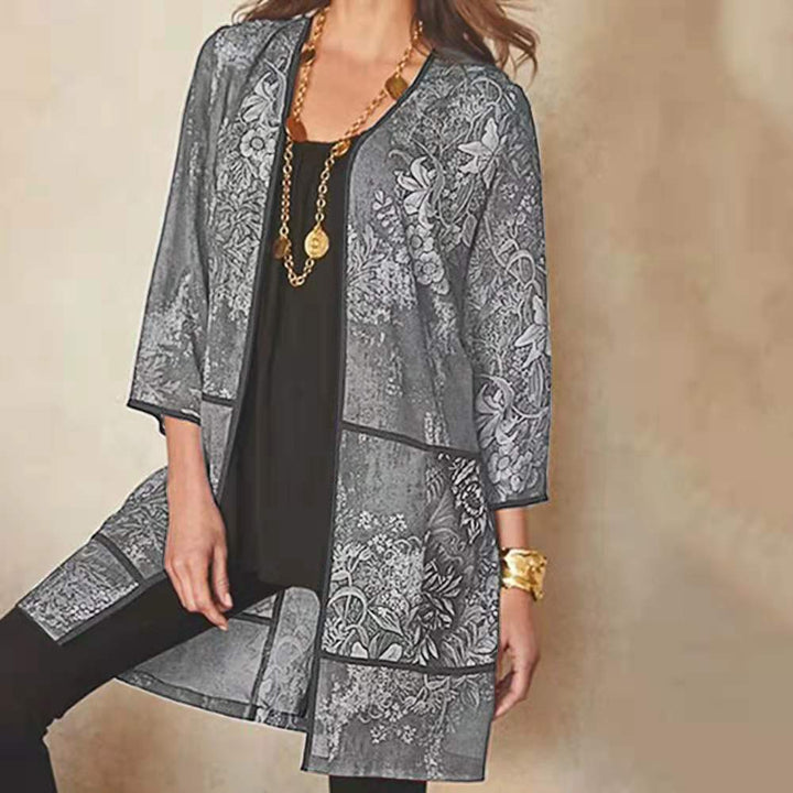 Women’s Tunic Blouse – Relaxed Fit – Sheer Breathable Fabric – 3/4 Sleeve Printed Style