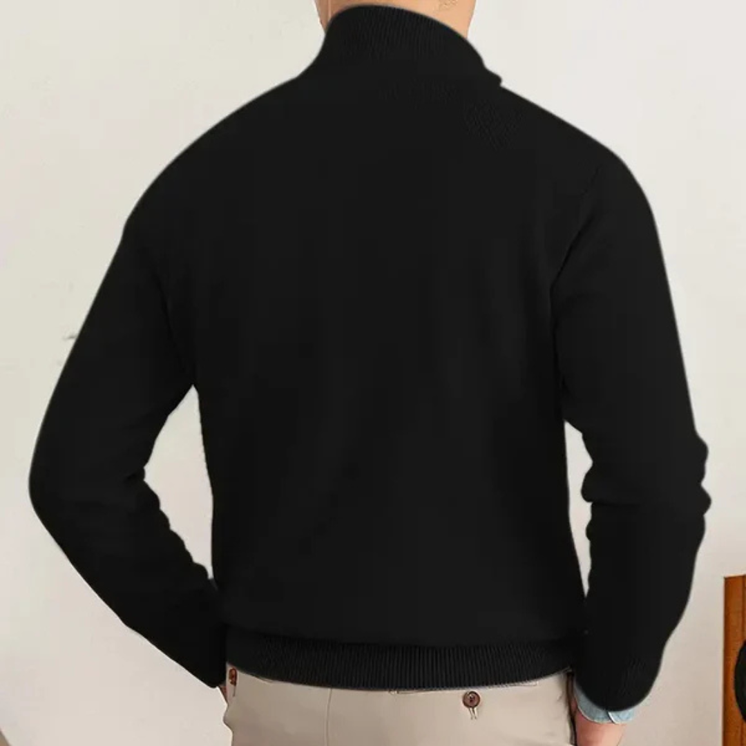 Men’s Half-Zip Sweater – 100% Cotton – Regular Fit – Ribbed Trim – Smart Casual Layer