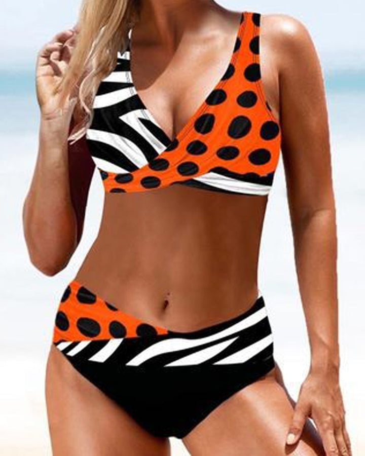 Women’s Bikini Set – Twist Front Top – Adjustable Tie Bottoms – Fitted Breathable Blend