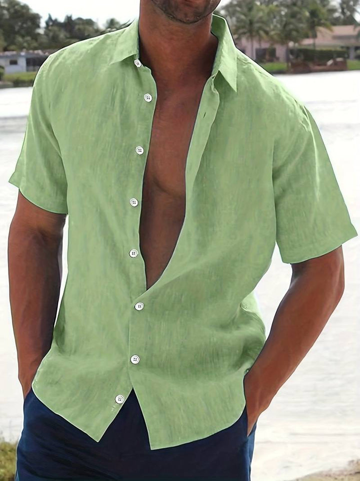 Men’s Short-Sleeve Button-Up Shirt - Relaxed Fit - Breathable Casual Wear