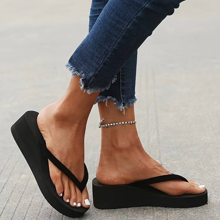 Women’s Flip Flops – Platform Wedge – Cushioned Sole – Casual Thong Sandals