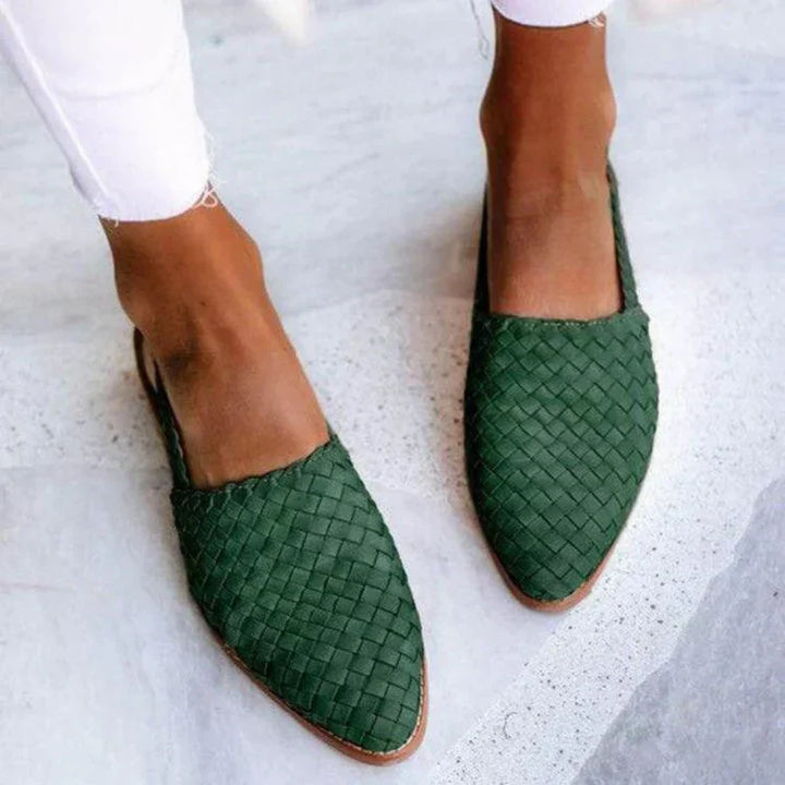 Women’s Loafers – Braided Upper – Slip-On Design – Rounded Toe – Low Heel Casual Fit