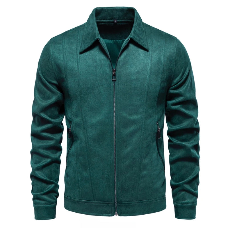 Men’s Jacket – Tailored Fit – Textured Wool – Zip Front – Hip Length