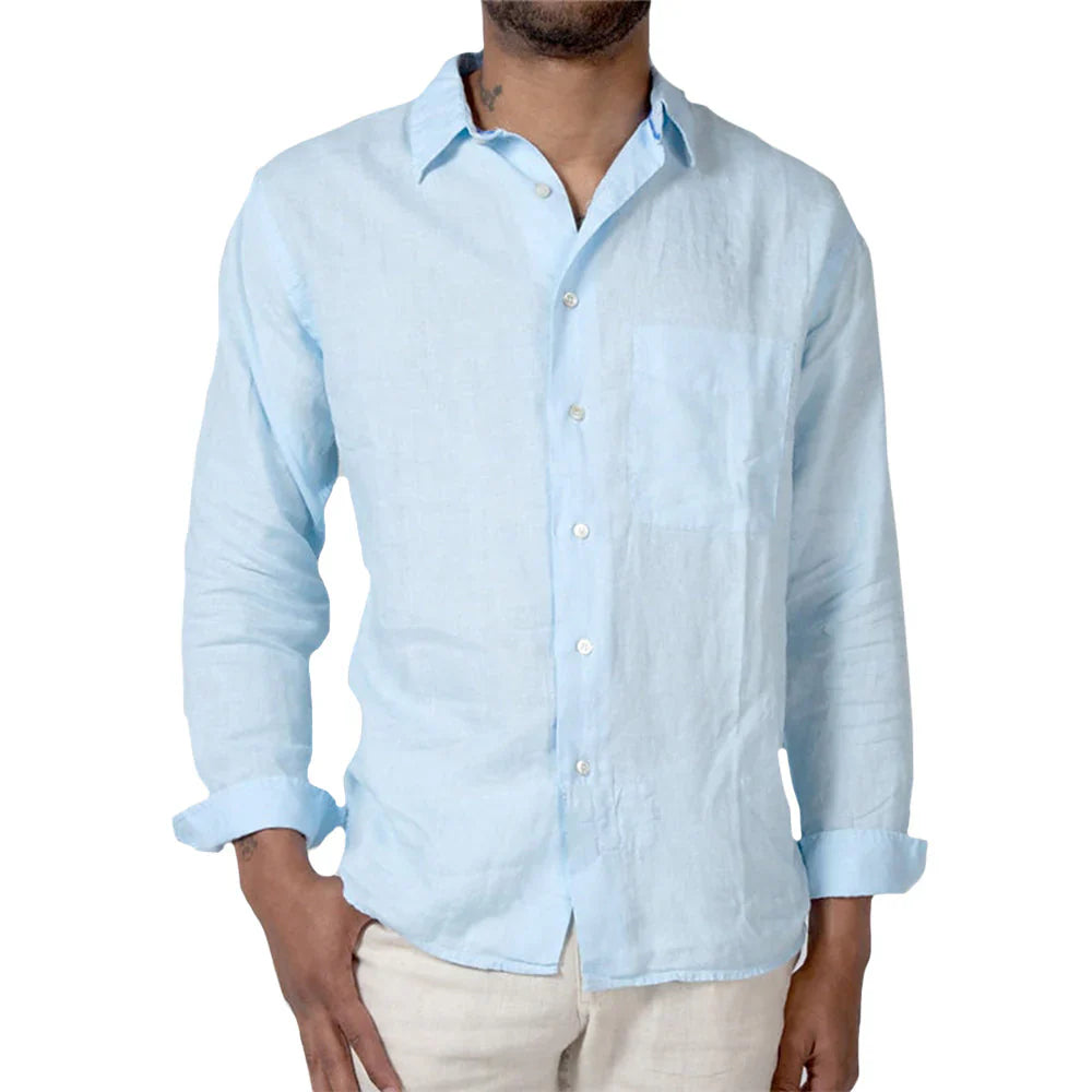 Men’s Casual Shirt - Natural Fibers - Relaxed Fit - Long Sleeve Button-Down Style