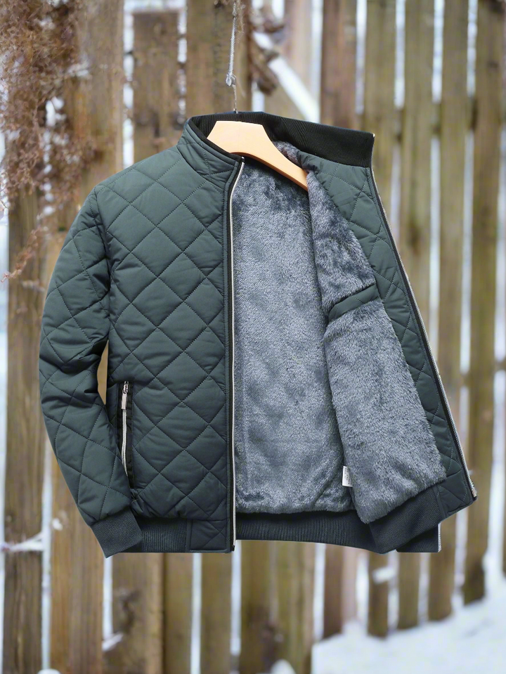 Men’s Bomber Jacket – Quilted Design – Soft Lining – Ribbed Trim – Zipper Closure