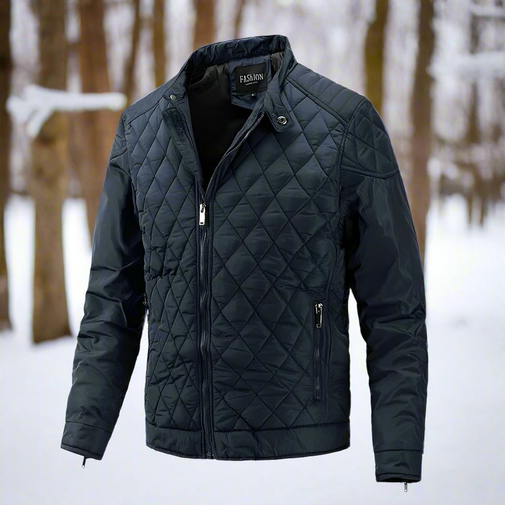 Men’s Quilted Jacket – Slim Fit – High Collar – Zip Pockets