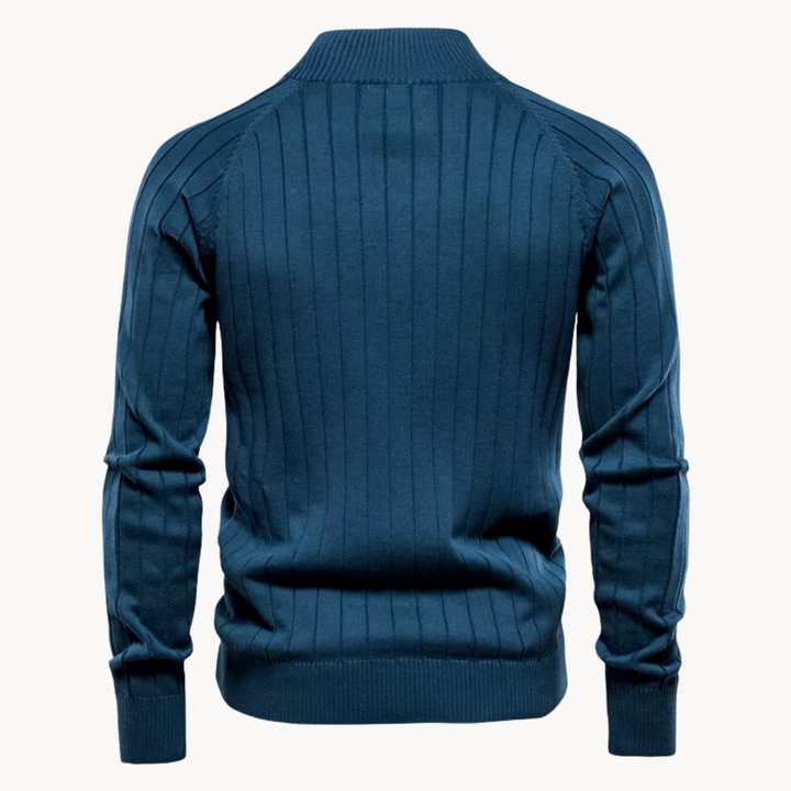 Men’s Hybrid Jacket – Slim Fit – Knitted Wool Blend – Ribbed Trim – Zip-Up Casual Layer