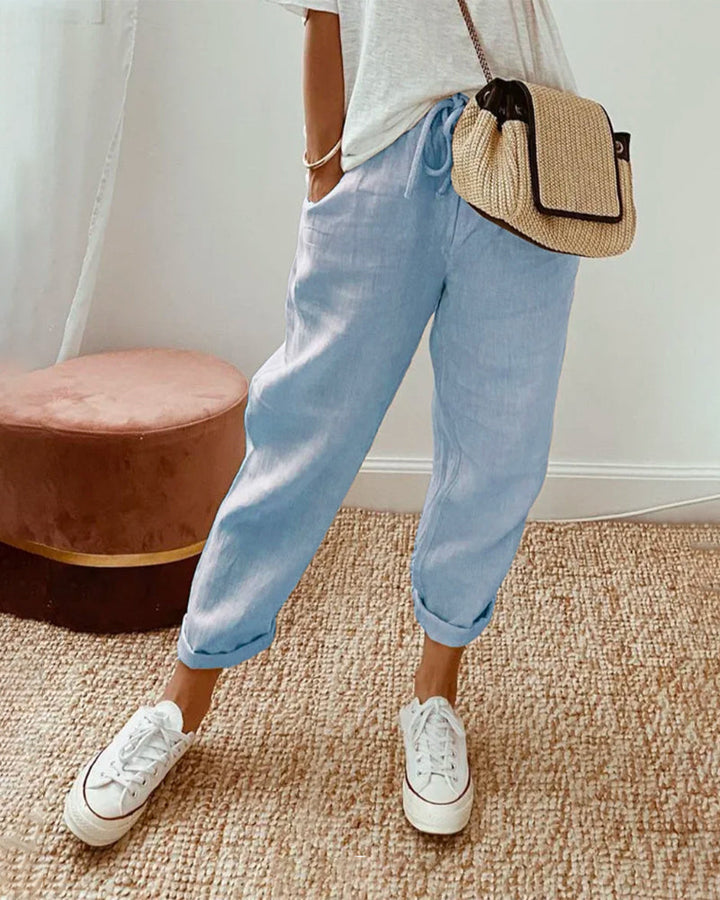 Women's Jogger Pants - Lightweight Breathable Fabric - Relaxed Fit - Drawstring Waist