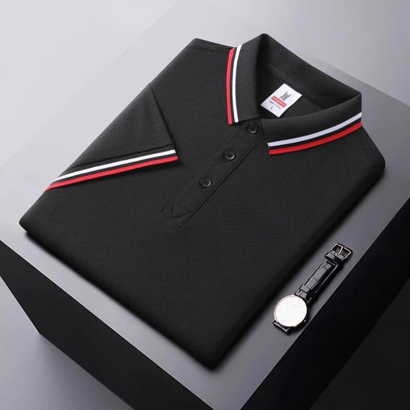 Men’s Polo Shirt - Breathable Blend - Regular Fit - Striped Collar Casual Style