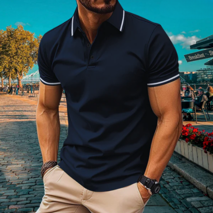 Men’s Polo Shirt - Slim Fit - Soft Knit - Ribbed Collar - Short Sleeve Casual Wear