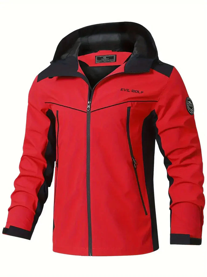 Men’s Outdoor Jacket - Waterproof - Reflective Panels - Hooded - Zipper Pockets
