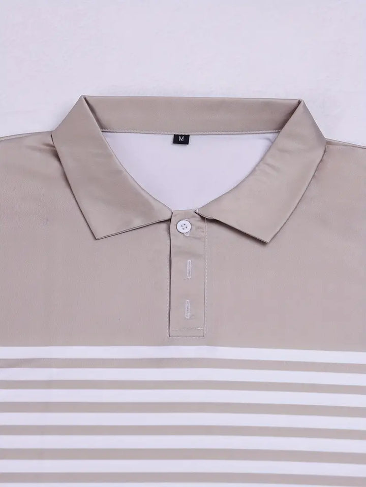 Men’s Polo Shirt – Slim Fit – Striped Chest Design – Short Sleeve Breathable