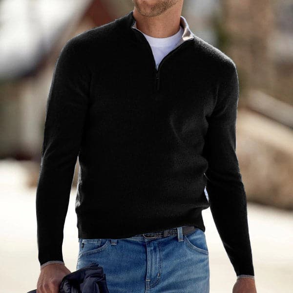 Men’s Zip-Up Sweater – Soft Knit – Relaxed Fit – Ribbed Cuffs – Casual Layering