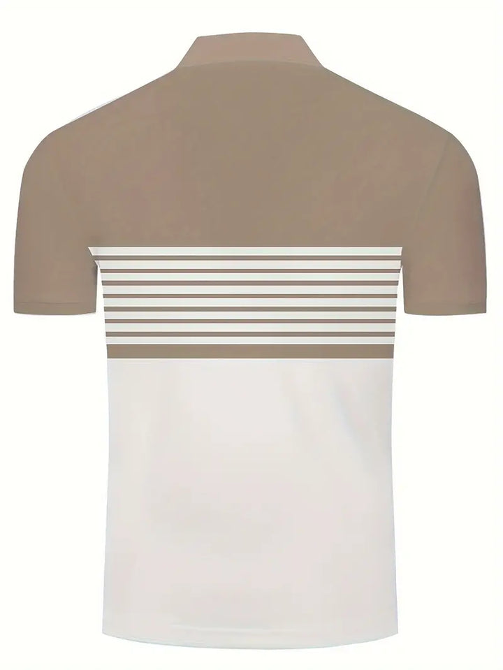 Men’s Polo Shirt – Slim Fit – Striped Chest Design – Short Sleeve Breathable