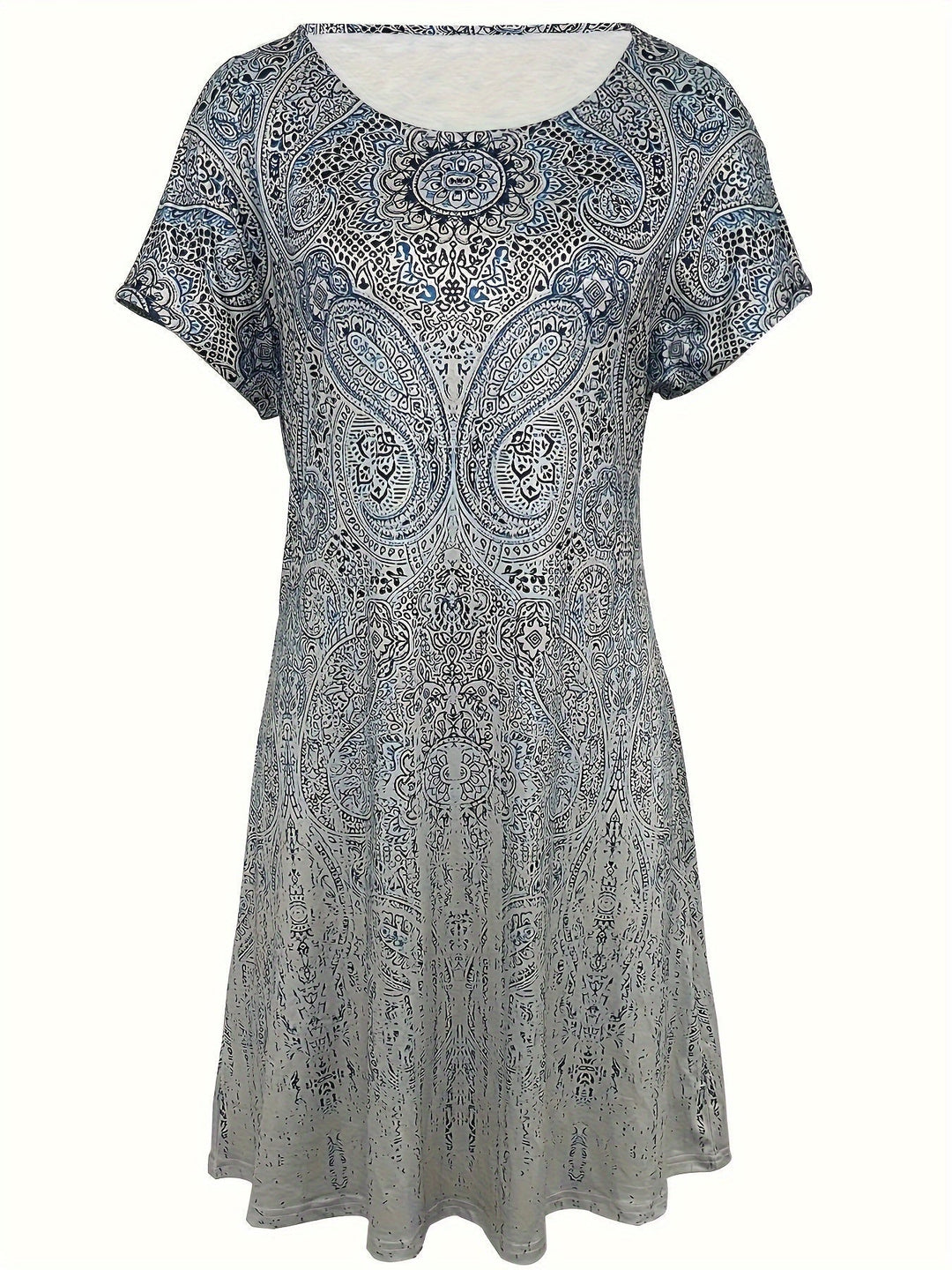 Women’s Mini Dress - Breathable Blend - Relaxed Fit - Short Sleeve - Round Neckline