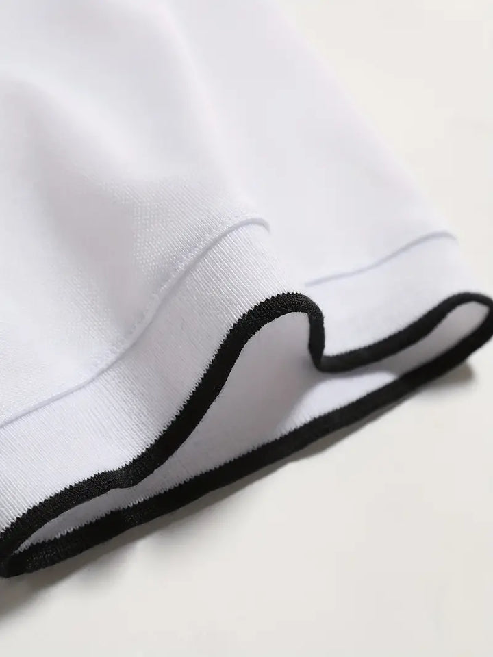 Men’s Polo Shirt - Regular Fit - Vertical Stripe Design - Button Placket Smart Casual