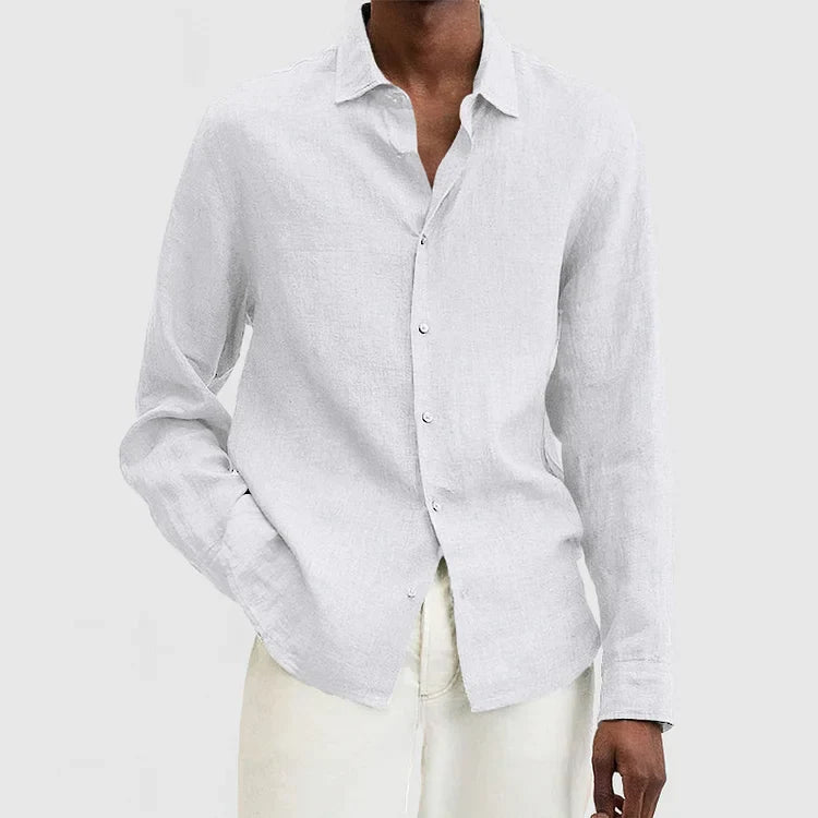 Men’s Button-Up Shirt - Relaxed Fit - Long Sleeve - Casual Style