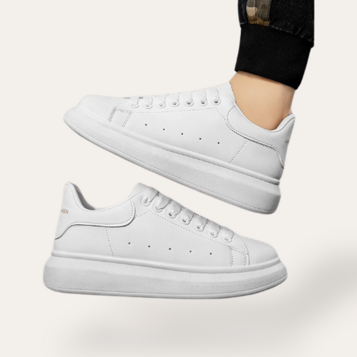 Men’s Low-Top Sneakers – Smooth Finish – Perforated Design – Lace-Up Casual Style