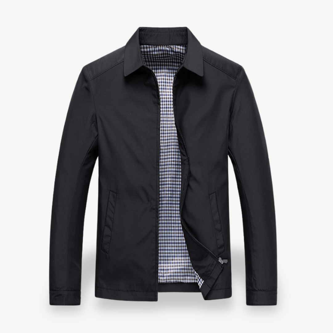 Men’s Lightweight Jacket – Tailored Fit – Zipper Front – Shirt Collar