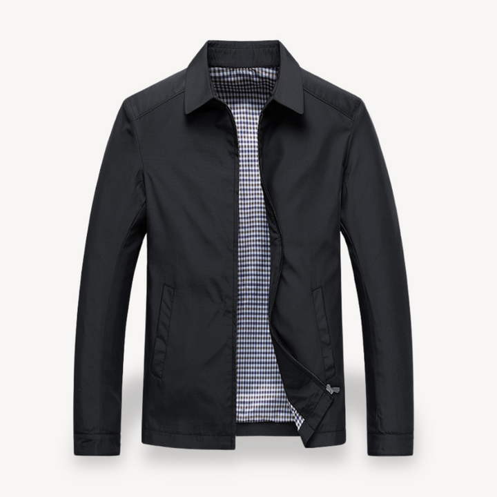 Men’s Lightweight Jacket – Tailored Fit – Zipper Front – Shirt Collar