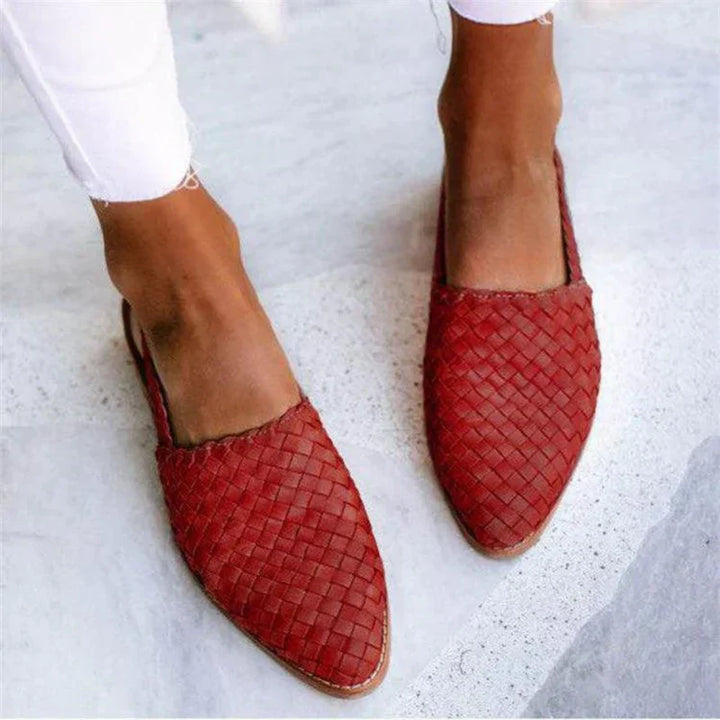 Women’s Loafers – Braided Upper – Slip-On Design – Rounded Toe – Low Heel Casual Fit