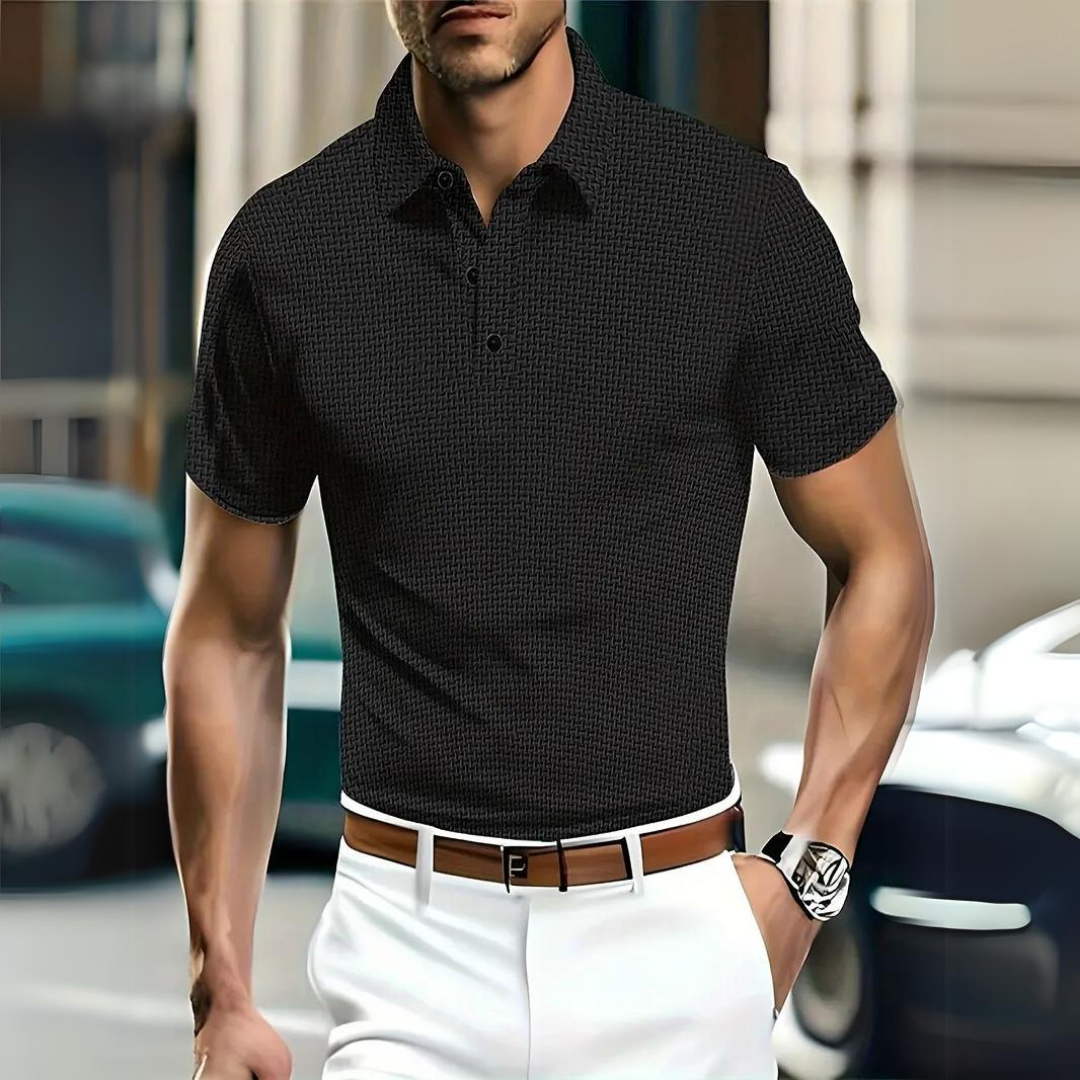Men’s Polo Shirt - Slim Fit - Soft Knit - Button Placket - Short Sleeve Casual Wear