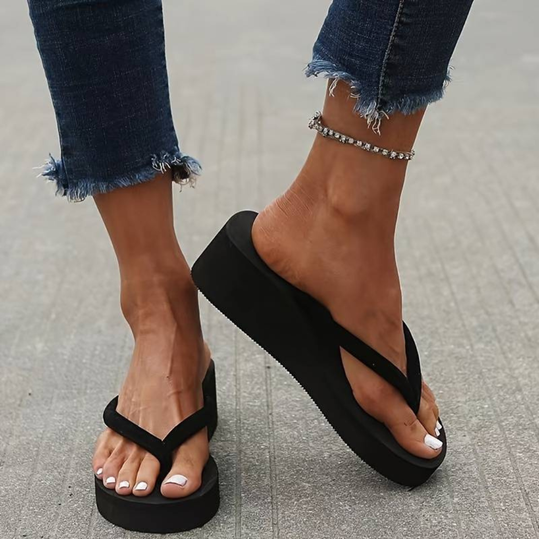 Women’s Flip Flops – Platform Wedge – Cushioned Sole – Casual Thong Sandals