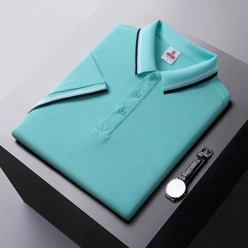 Men’s Polo Shirt - Breathable Blend - Regular Fit - Striped Collar Casual Style