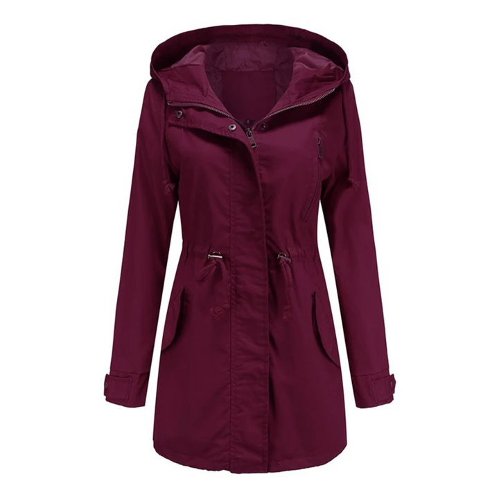 Women's Utility Jacket - Hooded - Adjustable Waist - Zipper Closure - Snap-Button Cuffs