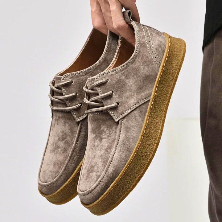 Men’s Dress Shoes – Suede Finish – Low-Top – Rounded Toe – Lace-Up Formal Style