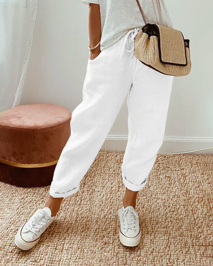 Women's Jogger Pants - Lightweight Breathable Fabric - Relaxed Fit - Drawstring Waist