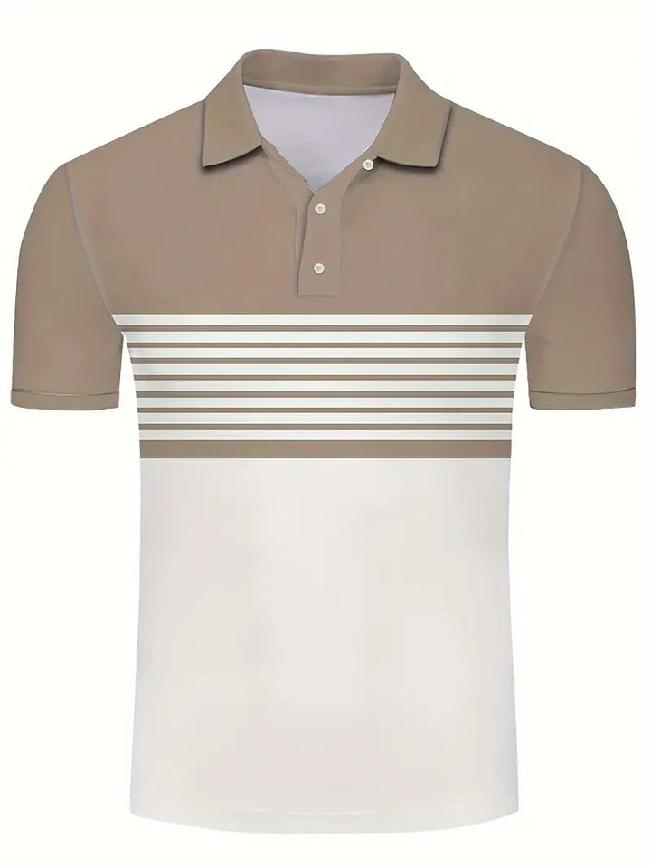 Men’s Polo Shirt – Slim Fit – Striped Chest Design – Short Sleeve Breathable
