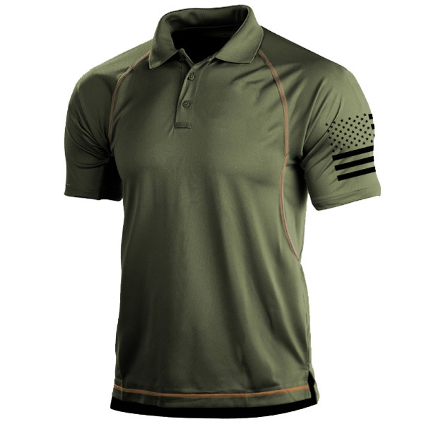 Men's Polo Shirt - Tailored Fit - Breathable Blend - Athletic Graphic Sleeve